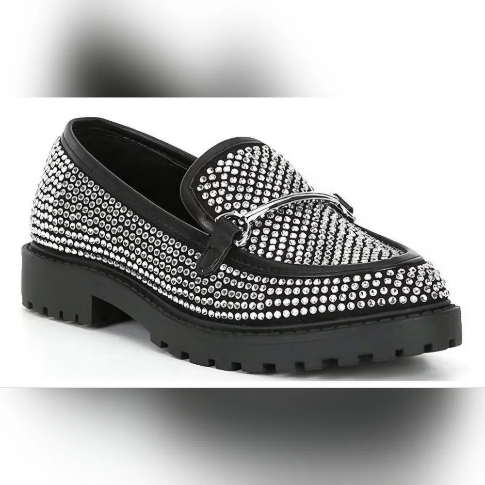 Gianni Bini Teigan-Girl Rhinestone Embellished Lug Sole Loafers (Kid)